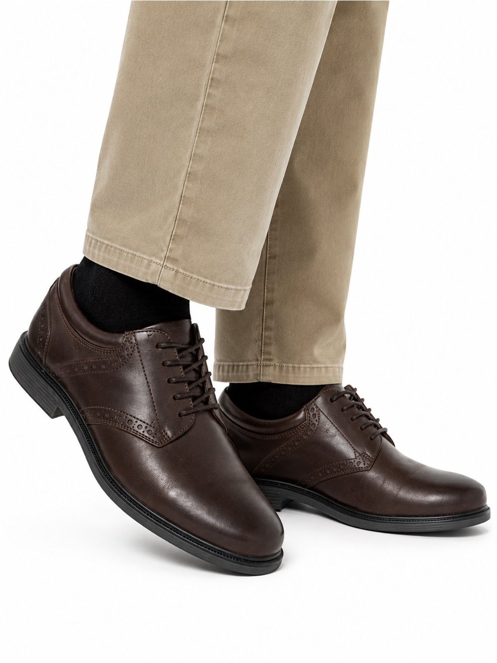 Men's Nunn Bush Dual Comfort Memory Foam Brown Leather Oxfords Size 10.5